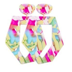 Multi-color Hexagon Acrylic Earrings